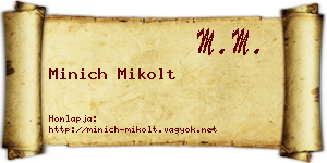 Minich Mikolt névjegykártya